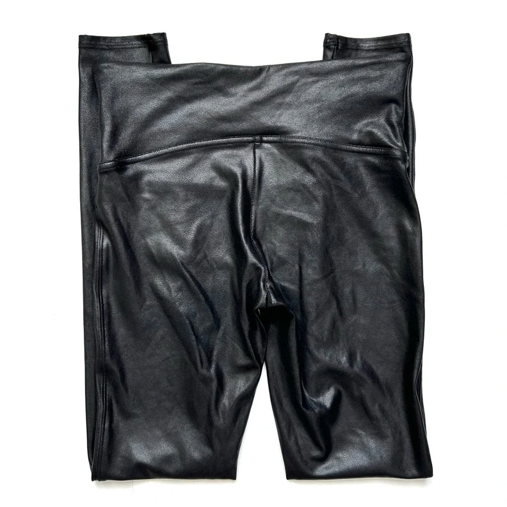 Spanx Faux Leather Leggings High Rise Full Length Size Medium